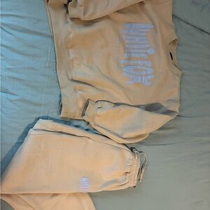 White Fox Beige Sweatshirt and Joggers Set